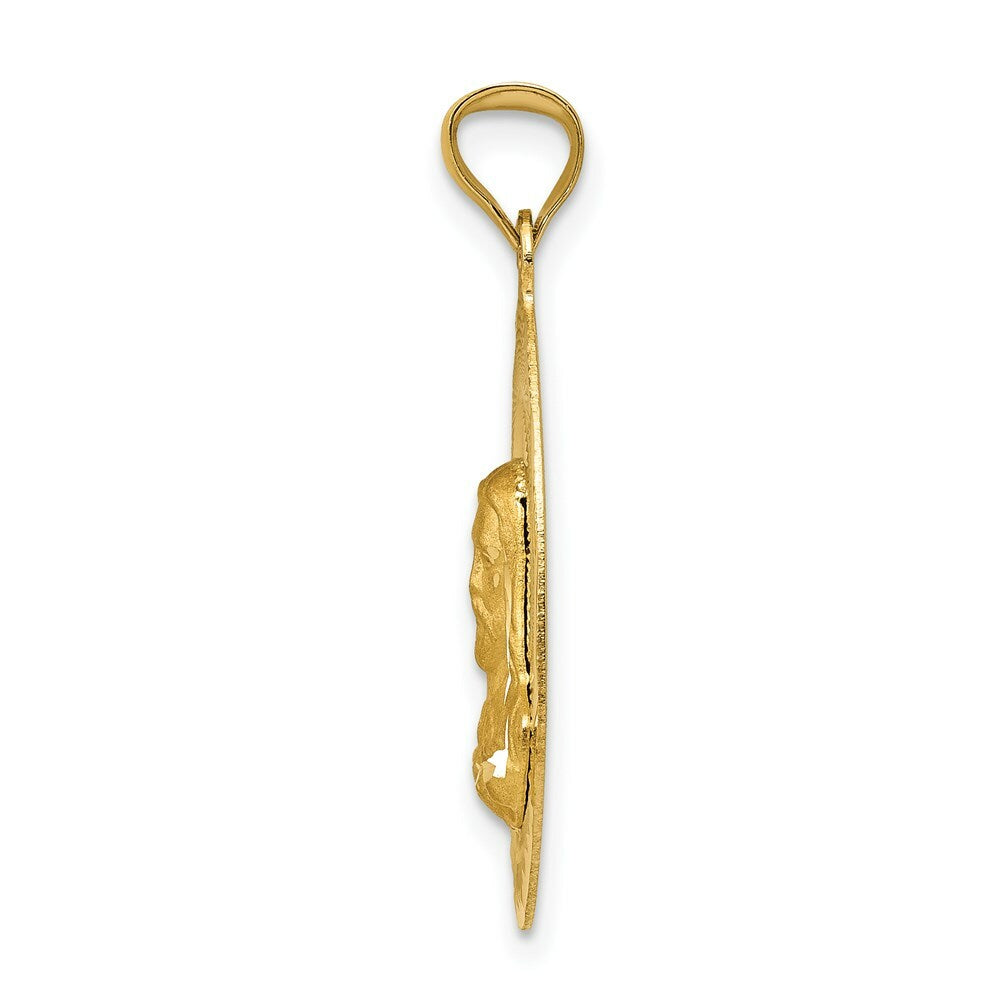 14K Yellow Gold Polished & Diamond-cut Sagrado Corazon Oval Pendant