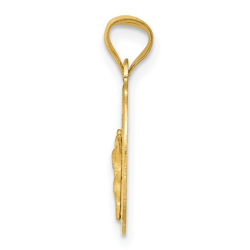 14K Yellow Gold Polished & Diamond-cut Corpus Oval Pendant 20.5mm length