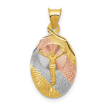 Load image into Gallery viewer, 14K Yellow Gold &amp; Rhodium Polished &amp; Diamond-cut Corpus Oval Pendant
