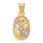 Load image into Gallery viewer, 14K Yellow Gold &amp; Rhodium Polished &amp; Diamond-cut Corpus Oval Pendant
