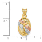 Load image into Gallery viewer, 14K Yellow Gold &amp; Rhodium Polished &amp; Diamond-cut Corpus Oval Pendant
