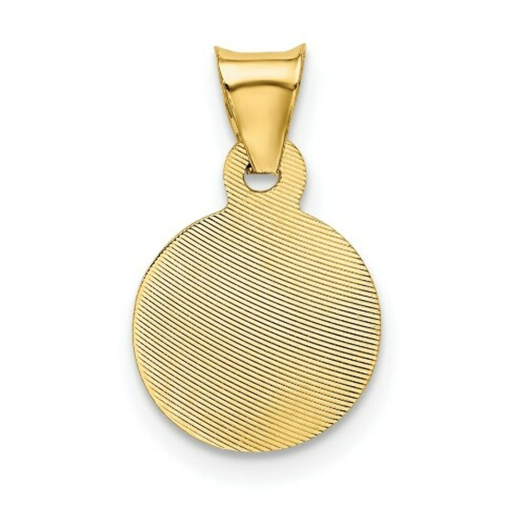 14K Yellow Gold Polished & Diamond-cut Corpus Circle Pendant 17mm length