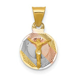 Load image into Gallery viewer, 14K Yellow Gold &amp; Rhodium Polished &amp; Diamond-cut Corpus Circle Pendant
