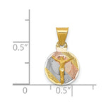 Load image into Gallery viewer, 14K Yellow Gold &amp; Rhodium Polished &amp; Diamond-cut Corpus Circle Pendant
