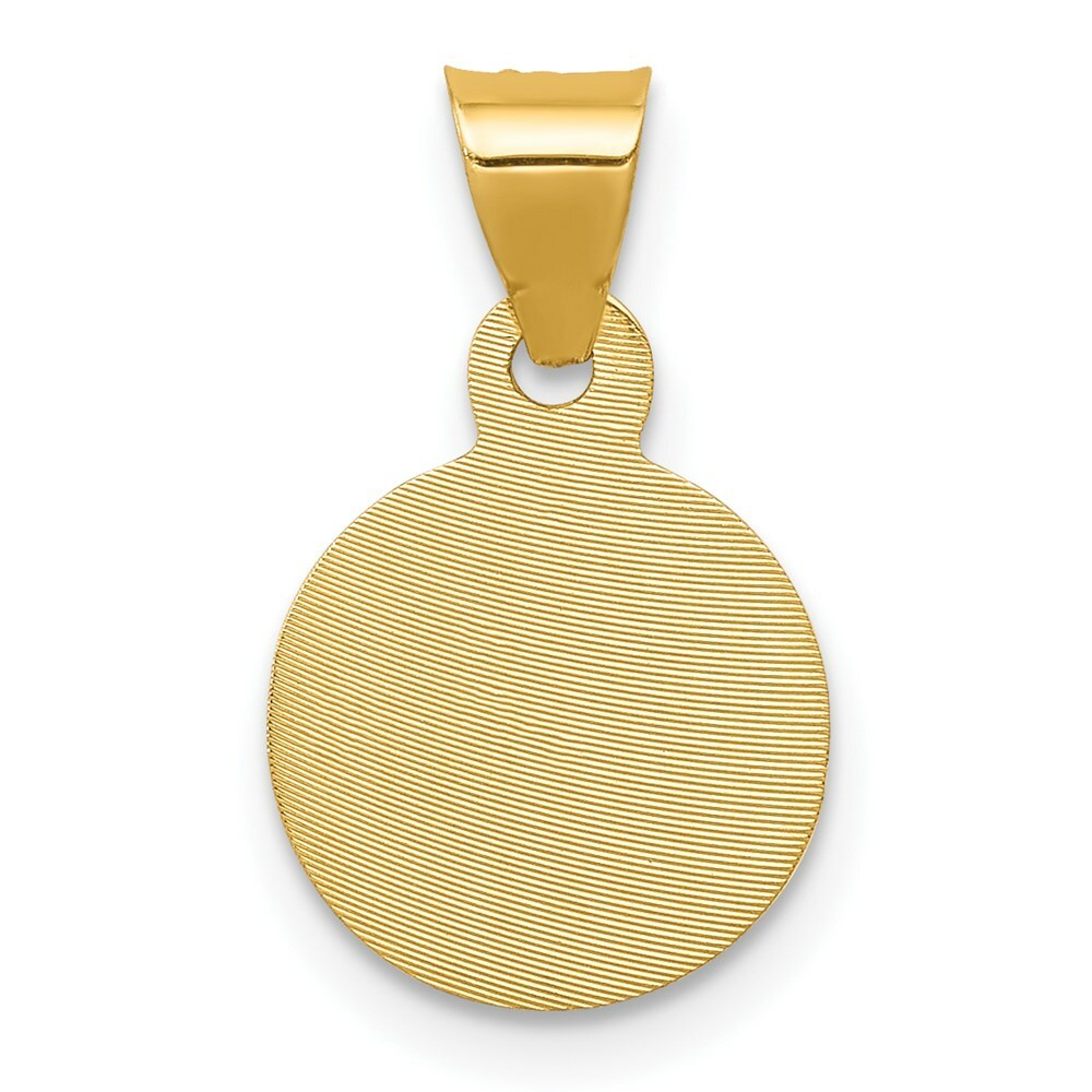 14K Yellow Gold & Rhodium Polished & Diamond-cut Corpus Circle Pendant