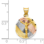Load image into Gallery viewer, 14K Yellow Gold &amp; Rhodium Polished &amp; Diamond-cut Corpus Circle Pendant
