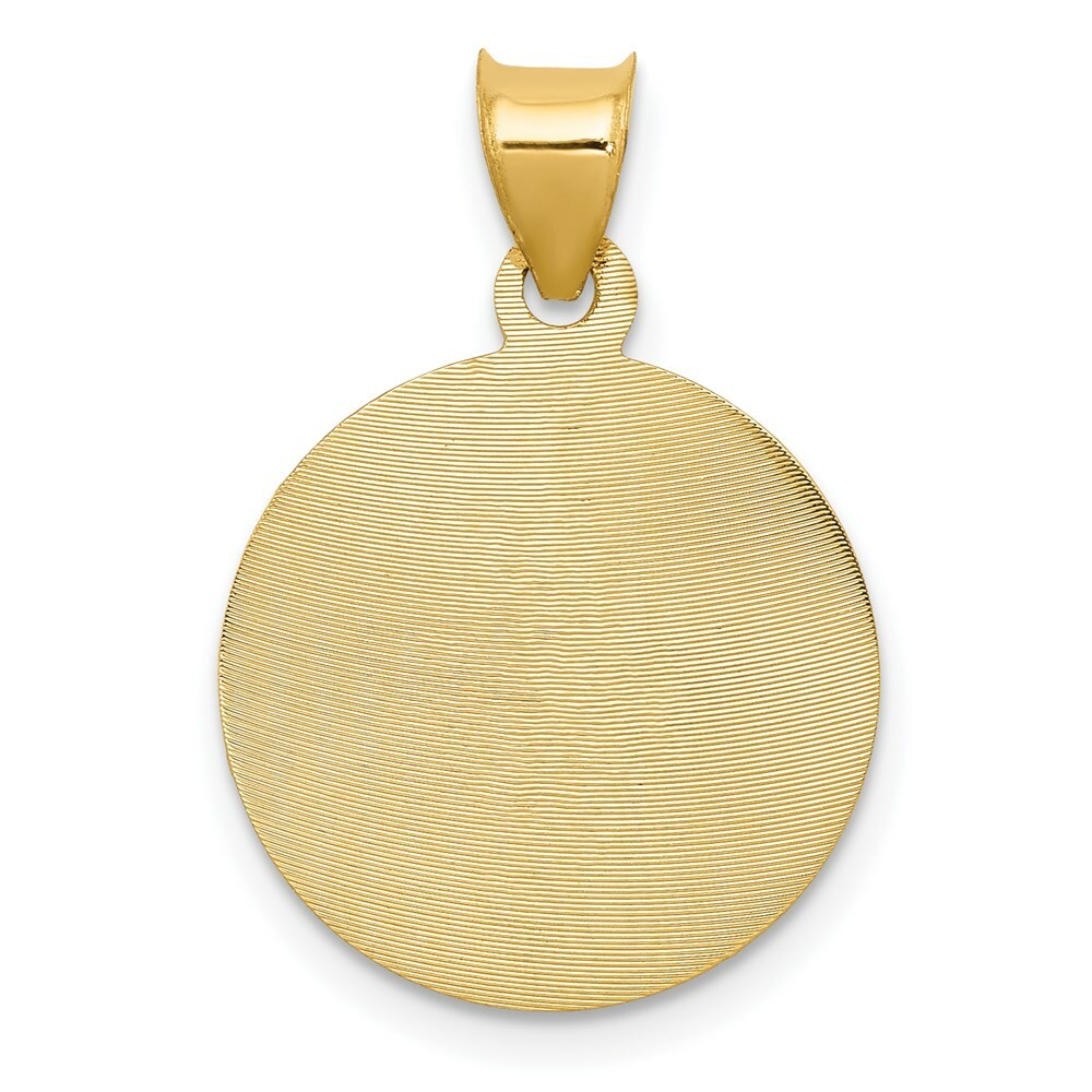 14K Yellow Gold & Rhodium Polished & Diamond-cut Corpus Circle Pendant