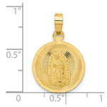 Load image into Gallery viewer, 14K Yellow Gold Polished &amp; Diamond-cut Lady of Guadalupe Circle Pendant
