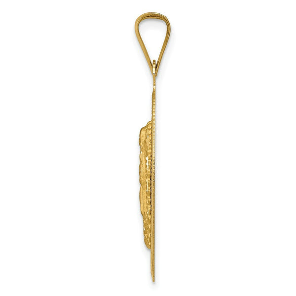 14K Yellow Gold Polished & Diamond-cut Lady of Guadalupe Oval Pendant