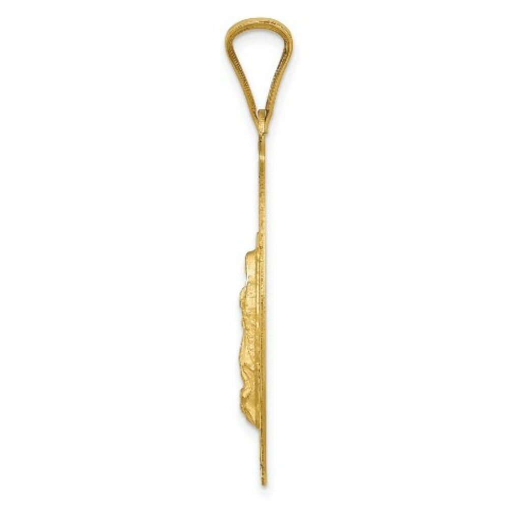 14K Yellow Gold Polished & Diamond-cut Lady of Guadalupe Oval Pendant