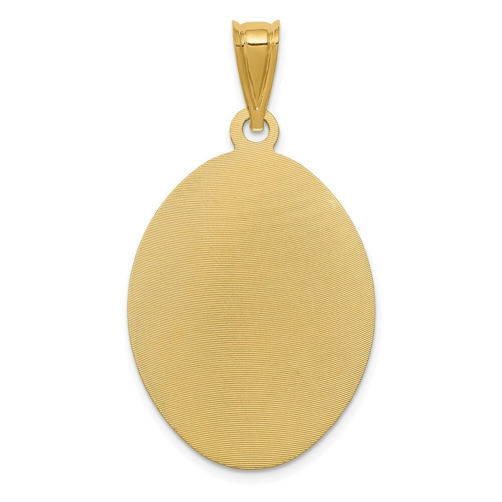 14K Yellow Gold Polished & Diamond-cut Lady of Guadalupe Oval Pendant