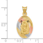 Load image into Gallery viewer, 14K Yellow Gold &amp; Rhodium Polished &amp; Diamond-cut Lady of Guadalupe Oval Pendant
