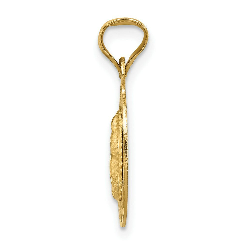 14K Yellow Gold Polished & Diamond-cut Lady of Guadalupe Oval Pendant