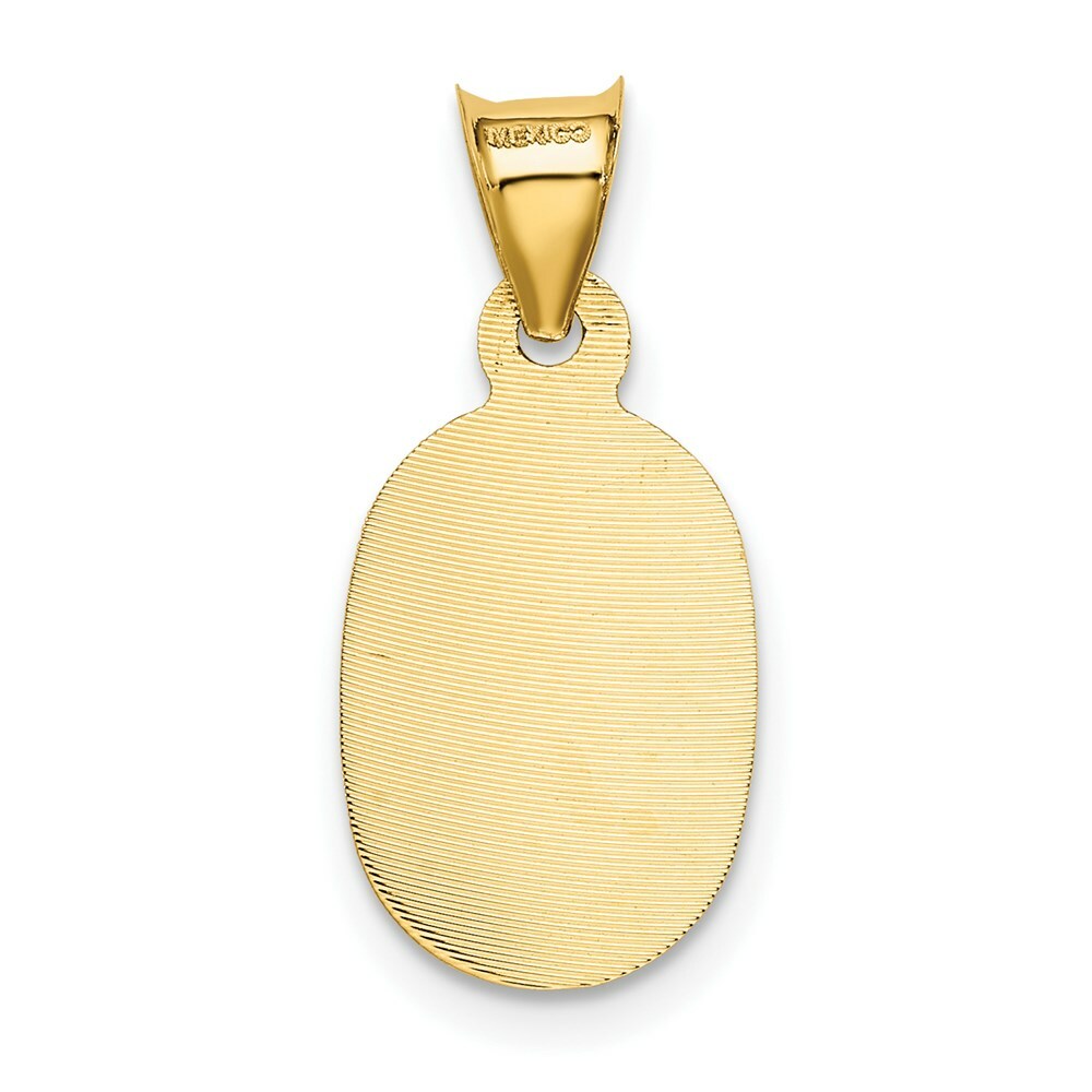 14K Yellow Gold Polished & Diamond-cut Lady of Guadalupe Oval Pendant