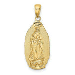 Load image into Gallery viewer, 14K Yellow Gold Polished Guadalupe Oval Disc Engraved Pendant
