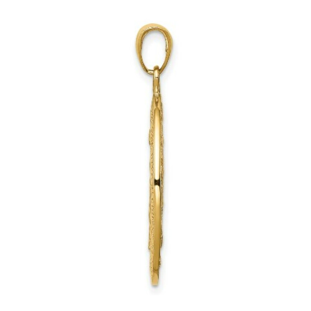 14K Yellow Gold Satin and Polished Finish Miraculous Medal Pendant