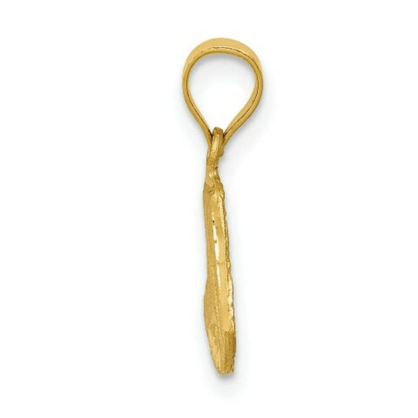 14K Yellow Gold Satin & Diamond-cut Mary Pendant