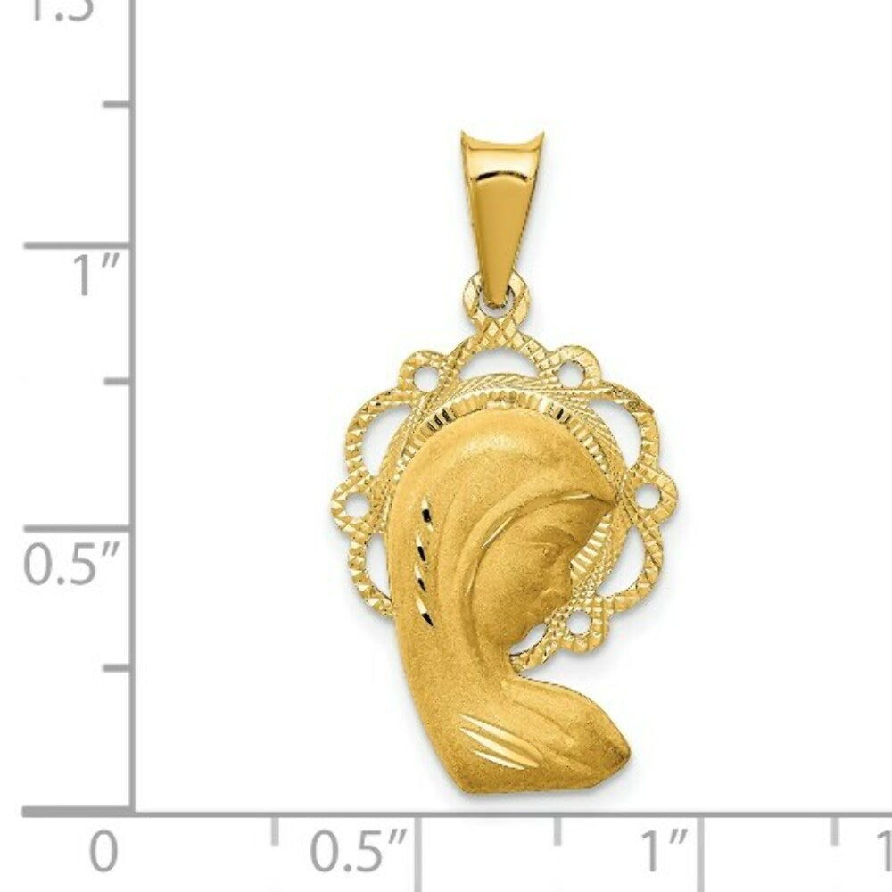 14K Yellow Gold Satin and Polished Mary Pendant
