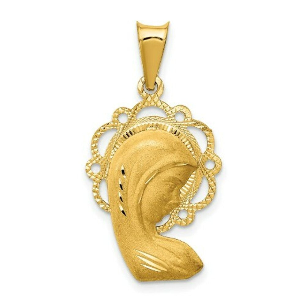 14K Yellow Gold Satin and Polished Mary Pendant