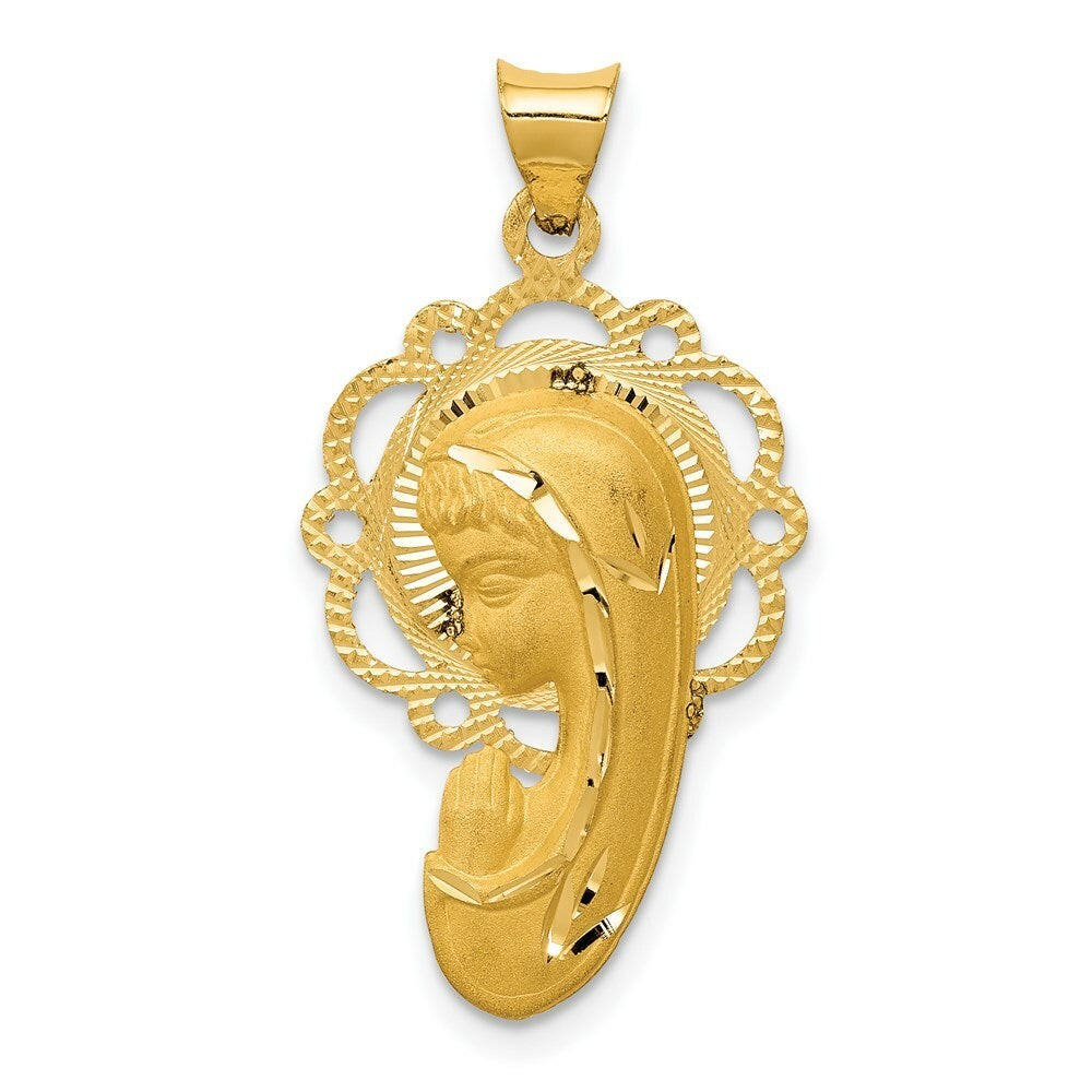 14K Yellow Gold Satin and Polished Mary Pendant