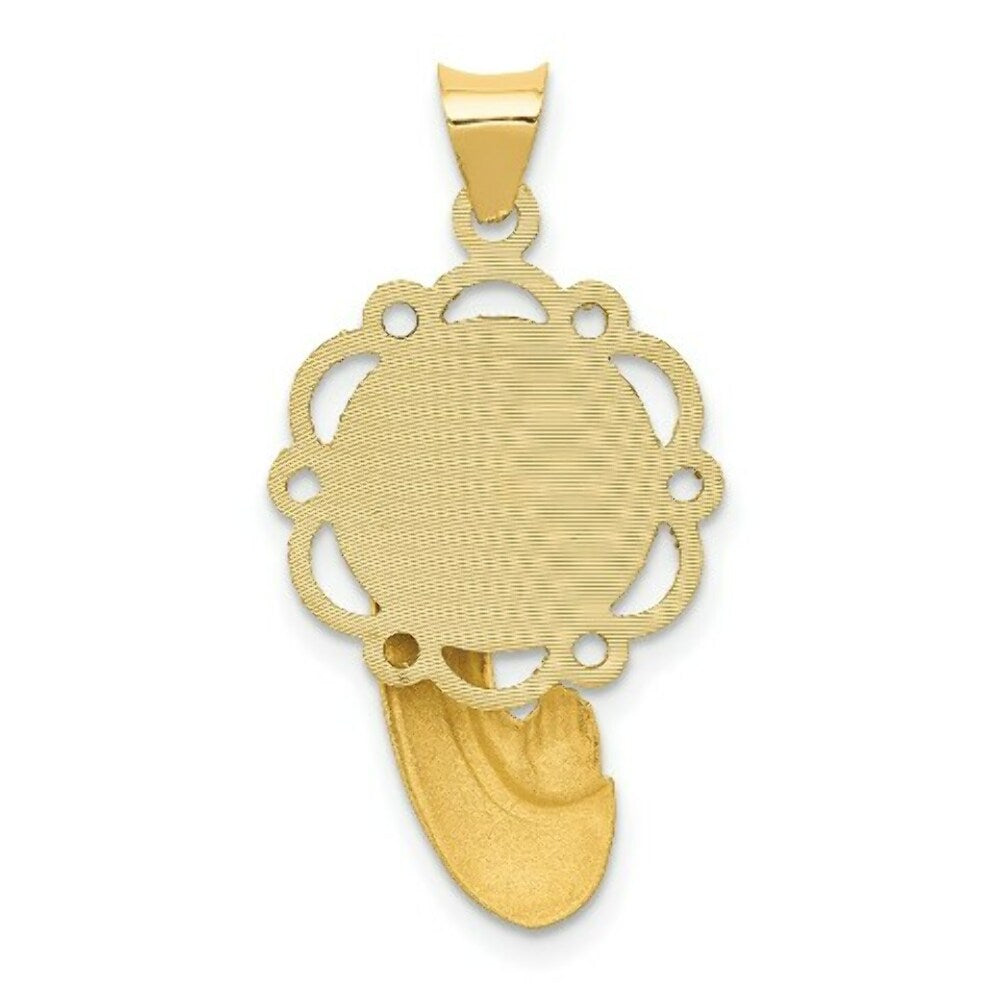 14K Yellow Gold Satin and Polished Mary Pendant