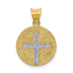 Load image into Gallery viewer, 14K Yellow Gold With Rhodium Circle St. Benedict Medal Pendant
