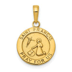 Load image into Gallery viewer, 14K Yellow Gold Satin and Polished Finish Saint Francis Medal Pendant
