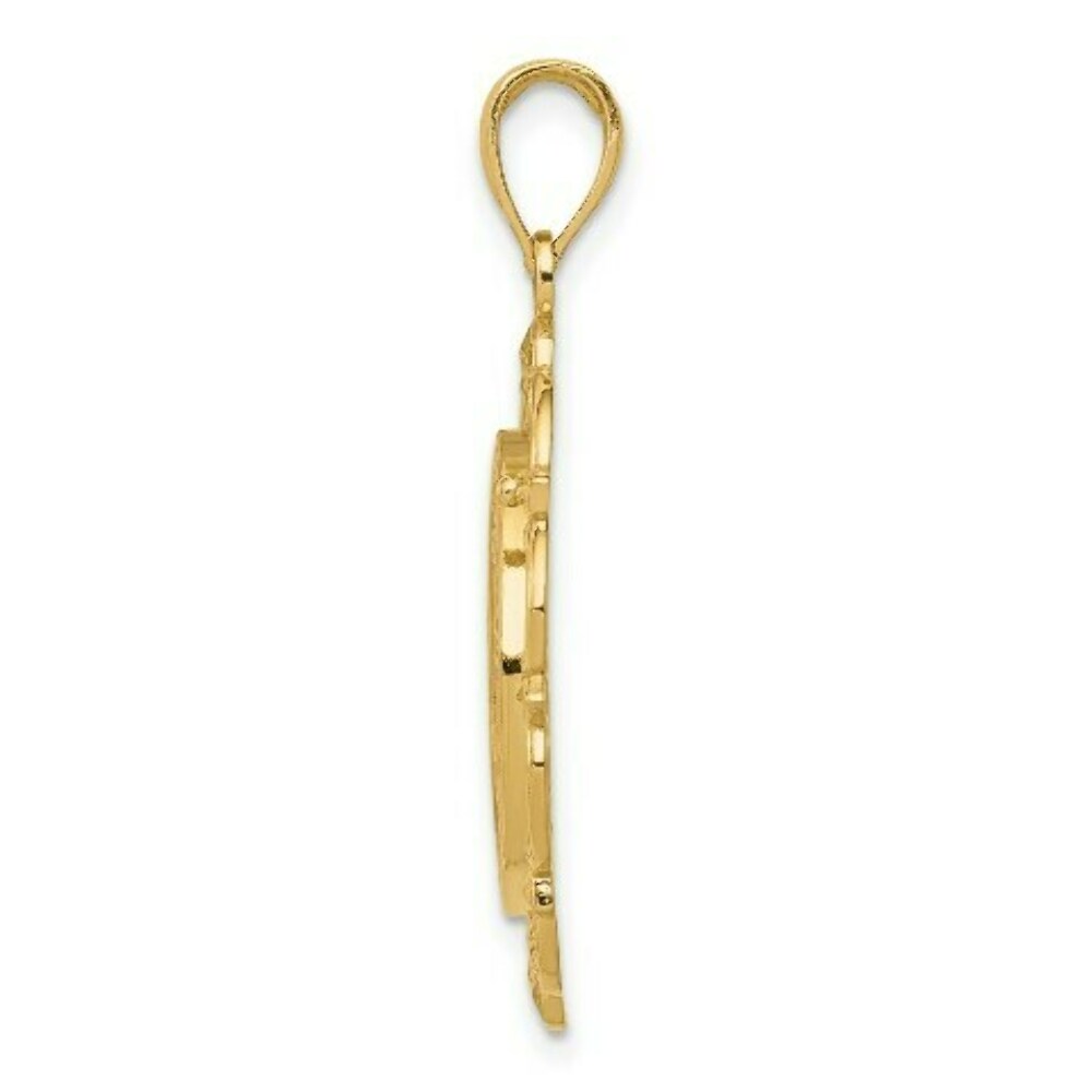 14K Yellow Gold Polished & Satin Saint Michael Medal Pendant