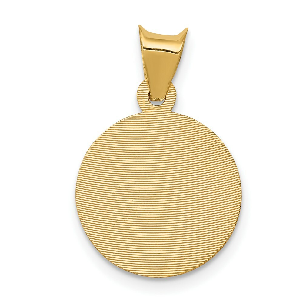 14K Yellow Gold Polished and Diamond-cut Baptism Circle Pendant