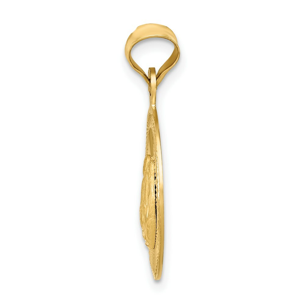 14K Yellow Gold Polished and Diamond-cut Baptism Circle Pendant