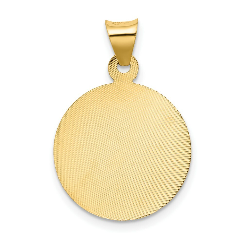 14K Yellow Gold Polished and Diamond-cut Baptism Circle Pendant