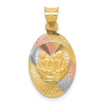 Load image into Gallery viewer, 14K Yellow Gold with Rhodium Polished and Diamond-cut Baptism Oval Pendant
