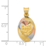 Load image into Gallery viewer, 14K Yellow Gold with Rhodium Polished and Diamond-cut Baptism Oval Pendant
