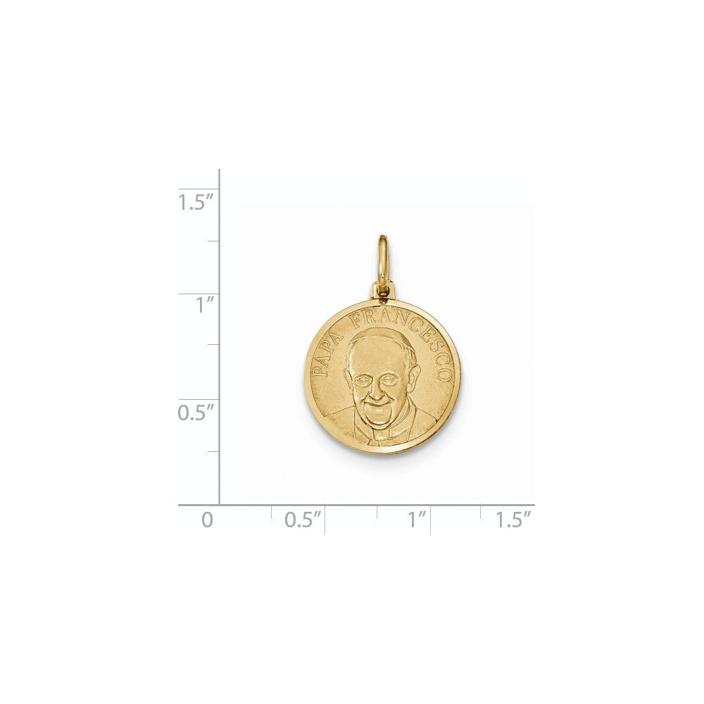 14K Yellow Gold Yellow Gold Polished and Satin Papa Francesco Medal Pendant