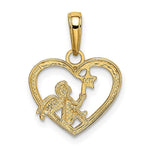 Load image into Gallery viewer, 14K Yellow Gold w/Rhodium Angel in Heart w/ Star Pendant
