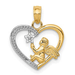Load image into Gallery viewer, 14K Yellow Gold w/Rhodium Angel in Heart w/ Star Pendant
