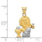 Load image into Gallery viewer, 14K Yellow Gold w/Rhodium Satin &amp; Polished Diamond-cut Girl Communion Pendant
