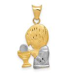 Load image into Gallery viewer, 14K Yellow Gold w/Rhodium Satin &amp; Polished Diamond-cut Boy Communion Pendant
