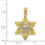 Load image into Gallery viewer, 14K Two-tone Gold Polished Star of David with Chai Pendant

