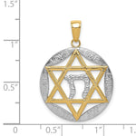 Load image into Gallery viewer, 14K Yellow Gold &amp; Rhodium Polished Jewish Star with Chai in Round Pendant
