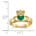 Load image into Gallery viewer, 14K Yellow Gold Enamel Claddagh Ring  Size 7
