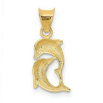 Load image into Gallery viewer, 14K Yellow Gold &amp; Rhodium Polished and Diamond-cut Dolphins Pendant
