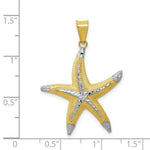 Load image into Gallery viewer, 14K Yellow Gold and Rhodium Diamond-cut Polished StarFish Pendant
