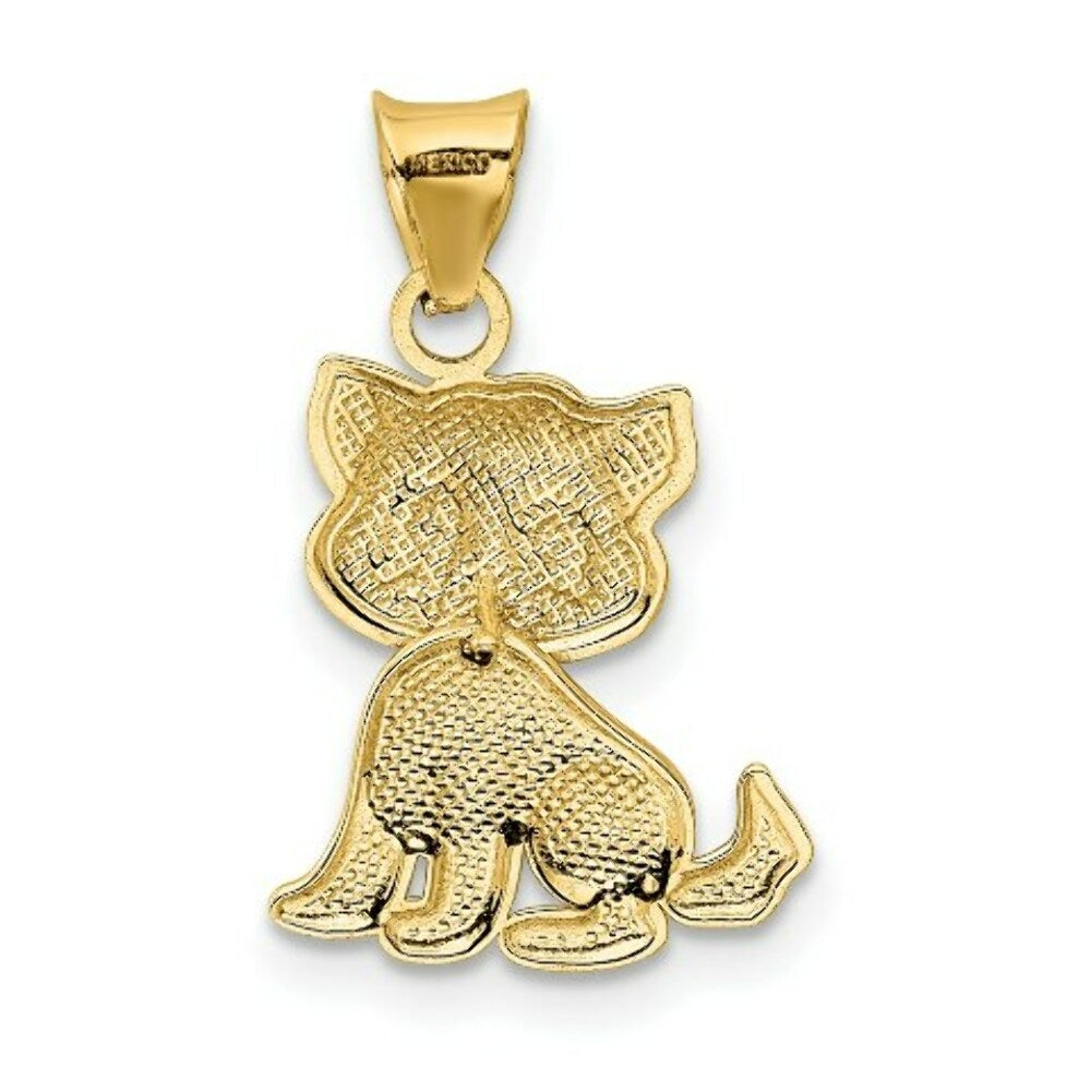 14K Yellow Gold Polished Moveable Cat Pendant