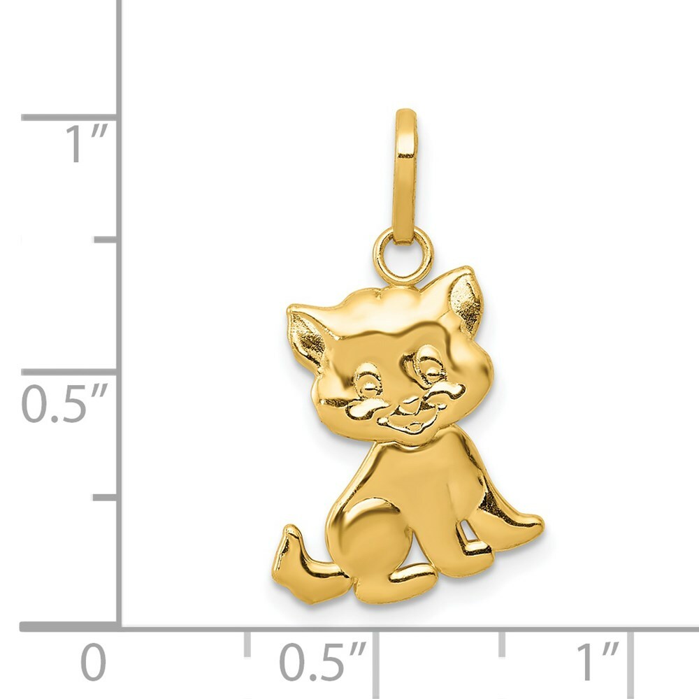 14K Yellow Gold Polished Moveable Cat Pendant