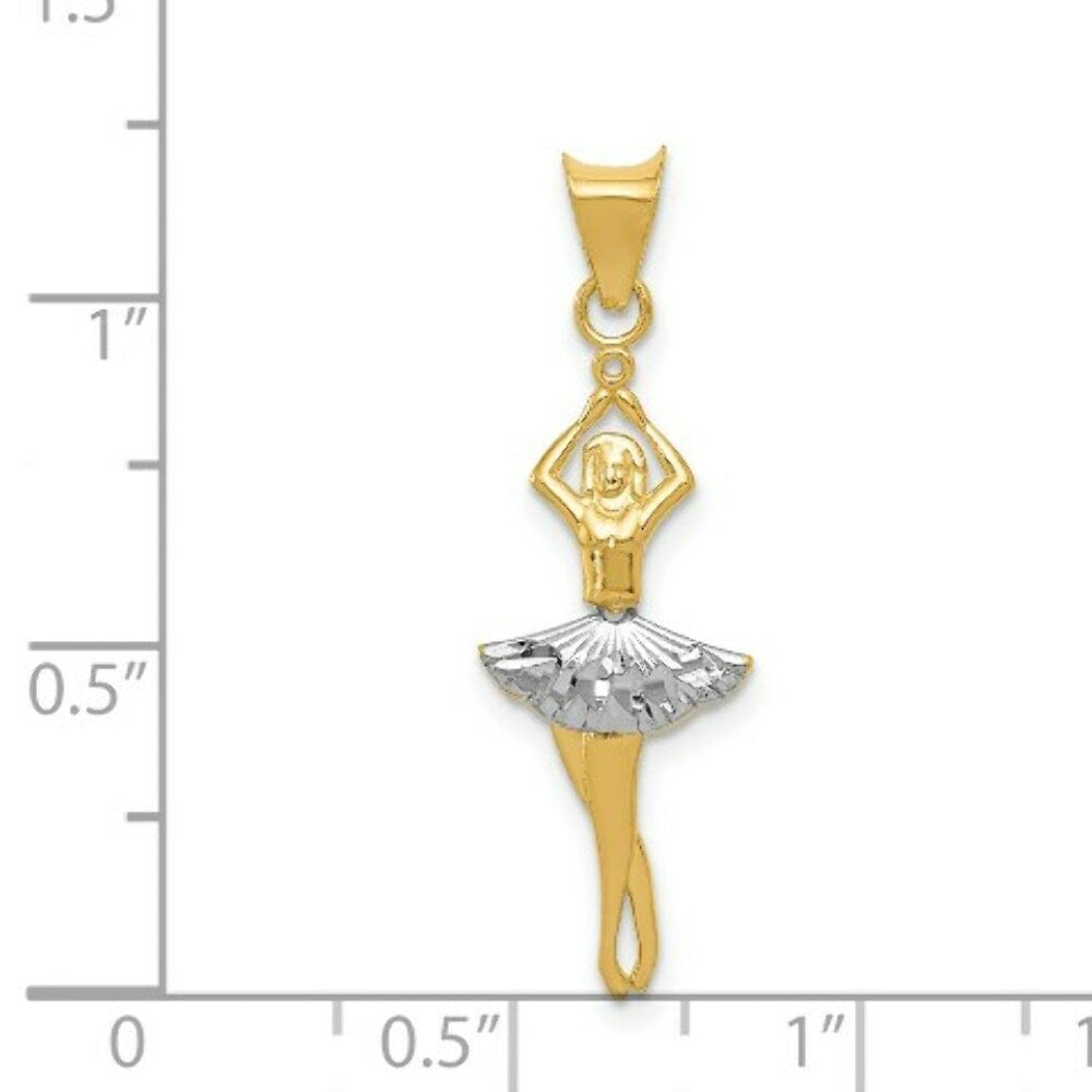14K Yellow Gold & Rhodium Polished Moveable Dancer Pendant