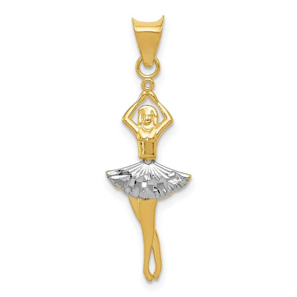 14K Yellow Gold & Rhodium Polished Moveable Dancer Pendant