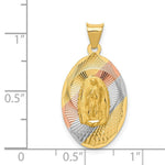 Load image into Gallery viewer, 14K Yellow Gold &amp; Rhodium Polished &amp; Diamond-cut Lady of Guadalupe Oval Pendant
