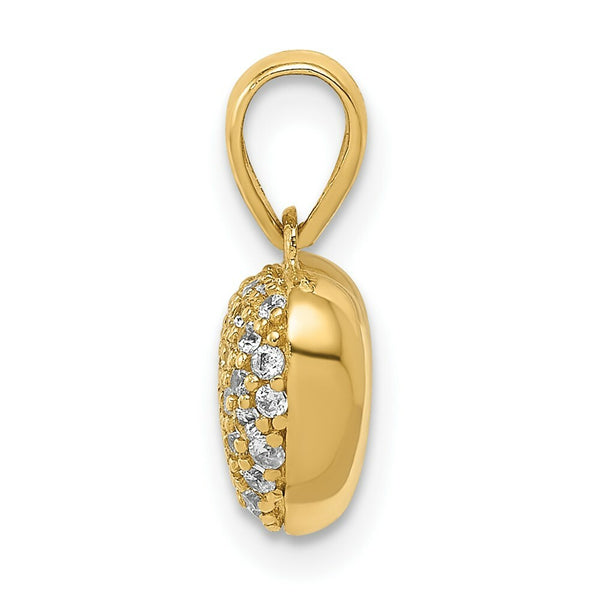 14k Yellow Gold Polished Pave CZ Heart Pendant