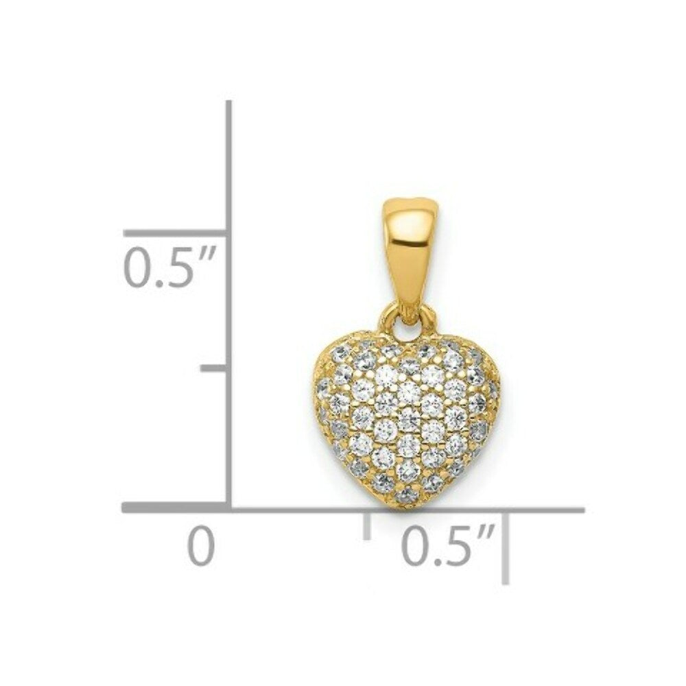 14k Yellow Gold Polished Pave CZ Heart Pendant